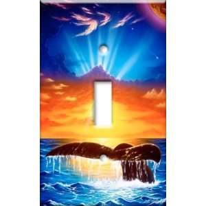   Switch Plate Cover Art Whale Tail at Sunset Sea Life S