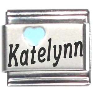  Katelynn Light Blue Heart Laser Name Italian Charm Link 
