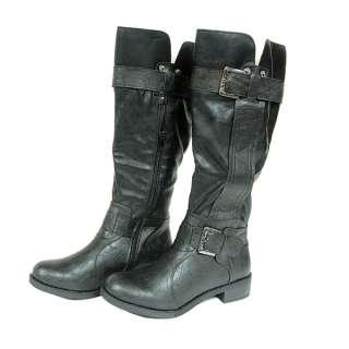 Womens Sexy Stylish PU Knee High Buckle Boots 1 inch Style Strap All 