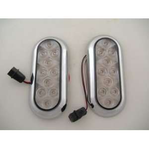  Amber 10 LED Oval Surface Mount Turn Signal Lights / Clear 