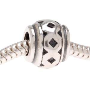  Sterling Silver Lattice Design Bead   Fits Pandora   10 