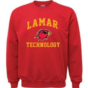 Lamar Cardinals Red Youth Technology Arch Crewneck Sweatshirt  