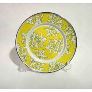  Golden Rabbit Enamelware Lemon Grass Damask Sandwich Plate 