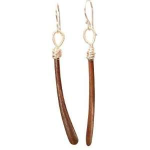  14k Gold Filled Earrings Wood paddles with wrapped loops 