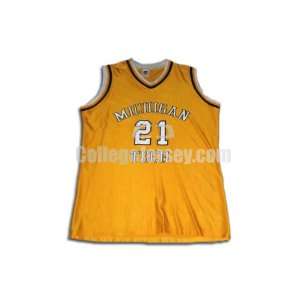  Yellow No. 21 Game Used Michigan Tech Russell Basketball 