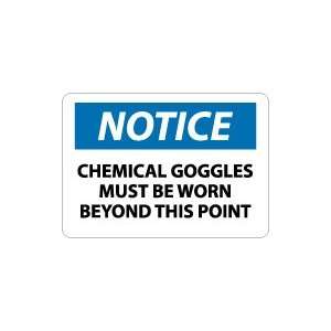   NOTICE Chemical Goggles Must Be Worn Beyond This Point Safety Sign