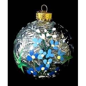  Texas Bluebonnets Design   Hand Painted   Glass Ornament 