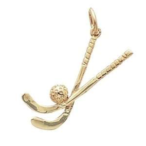 Rembrandt Charms Field Hockey Charm, 22K Yellow Gold Plate on Sterling 