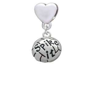 Volleyball   Spike It European Heart Charm Dangle Bead [Jewelry]