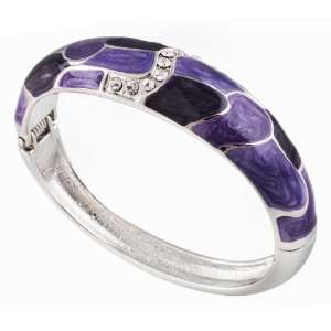    Purple Enamel Bangle Bracelet with Crystal Accents Jewelry