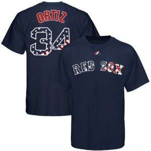  Boston Red Sox David Ortiz Stars and Stripes Logo T Shirt 