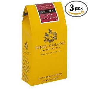 First Colony Special House Blend Light Roast, Whole Bean Coffee, 12 