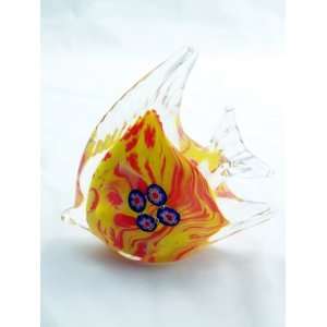  Murano Design Glass Flame Millefiori art Paperweight PW 