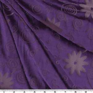  62 Wide Stretch Velvet Burnout Floral Spiral Purple 
