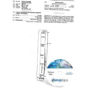  NEW Patent CD for CARTON DISPENSER FOR WRAPPED ARTICLES 