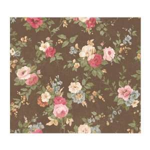 York Wallcoverings Remington Rose LN7500 Rose Floral Wallpaper, Brown