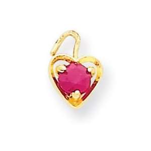  14k Yellow Gold July Birthstone Heart Charm Jewelry