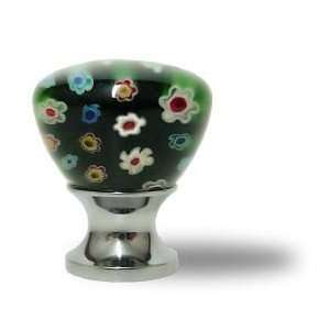  Handmade Glass Cabinet Knob, Millefiori Art, Forest Green 