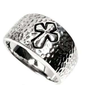  Sterling Silver Cross Ring   4mm Band Width and 13mm Face 