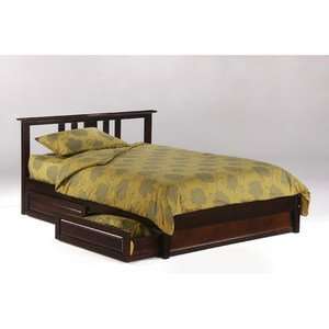  Night & Day Spices Thyme Panel Bed with Drawers in Dark 