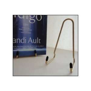    Book Stand, Straight Back, Brass with Black Tips.