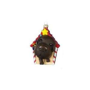  THE DOG Artlist   Chocolate Labrador 5 Glass Ornament 