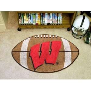  Wisconsin Badgers Text Football Shaped Area Rug Welcome 