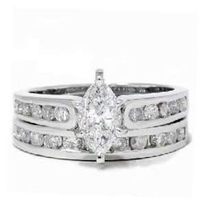    White Gold 2.00CT Marquise Wedding Engagment Ring Set Jewelry