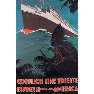 Trieste Cruise Line to North and South America by A. Dondov 12x18 