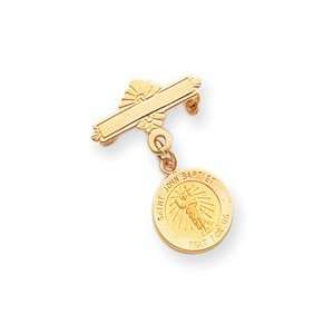  14k Yellow Gold Saint John the Baptist Medal Pin Jewelry