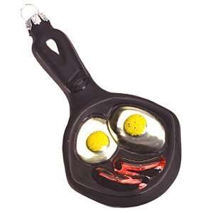  Cast Iron Frying Pan with Eggs and Sausage Glass Christmas 