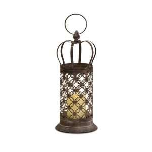 com 17.75 Wrought Iron & Glass Finial Style Table Top Pillar Candle 