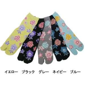  Set of 6 Womens Japanese Tabi Socks   Assorted Colors with Flowers 