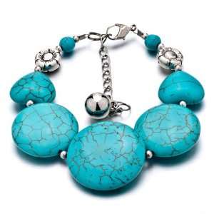  Small To Heart Round Turquoise Chip Stone Bracelets 