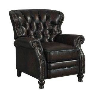   Nailhead Trim Ashby Designer Style Wingback Leather Reclining Chair
