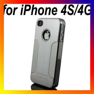   Aluminum Chrome Hard Back Case Cover For Apple iPhone 4S 4G Silver