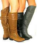 Tall Fold Over Flat Riding Boot Low Wedge Heel *Over Knee Thigh High 