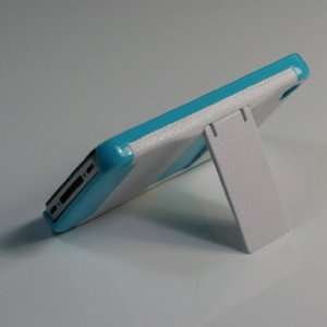  Blue+ White Apple iPhone 4 Protector Case/Cover with Stand 