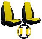 SEAT COVERS Car Truck SUV Synthetic Leather Yellow Blac (Fits 