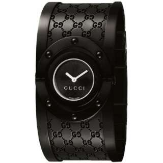 Gucci Womens YA112431 Twirl Medium Black PVD Bangle Watch   designer 