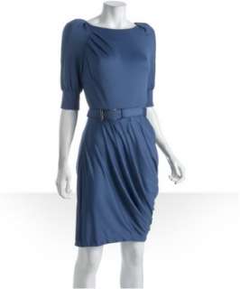 Marc New York blue jersey stretch knit belted dress   up to 