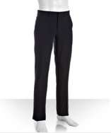 Prada navy cotton blend flat front straight leg pants style# 318884401