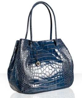 Furla dark blue croc embossed leather Giselle tote   up to 