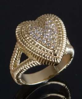 Judith Ripka pave diamond and 18k gold heart ring   