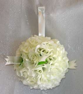 LARGE FLOWER BALLS IVORY OFF WHITE Kissing Wedding Flowers Pew Bows 