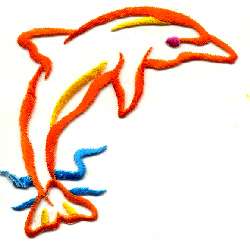 DOLPHIN OPEN SUMMER VIEW DESIGN EMBROID IRON ON PATCH  