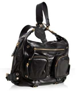 Gucci black leather convertible medium backpack   