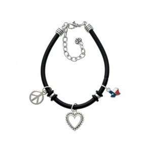  Mini Lone Star Texas Black Peace Love Charm Bracelet 