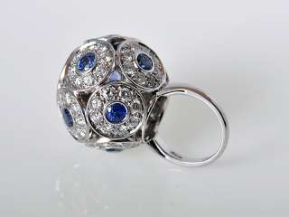 Salavetti 18K White Gold Diamond Sapphire Ring WOW  