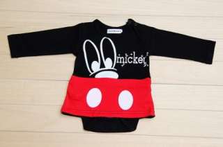 Disney Mickey Minnie Baby Cotton jumpsuit dress clothes Size0 2Y Free 